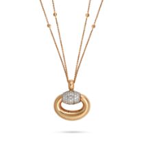 A DIAMOND PENDANT NECKLACE in 18ct yellow gold, the stylised pendant set with princess and round ...