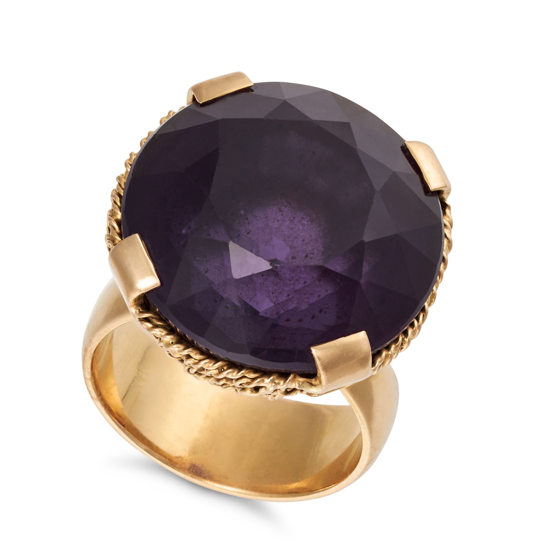 LUCIENNE LAZON, A VINTAGE AMETHYST COCKTAIL RING in 18ct yellow gold, set with a round cut amethy... - Image 2 of 2