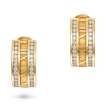 TIFFANY & CO., A PAIR OF DIAMOND ATLAS EARRINGS, 1995 in 18ct yellow gold, each in a half hoop de...