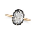 A D COLOUR SOLITAIRE DIAMOND RING in yellow gold and silver, set with an old cut diamond of 1.50 ...