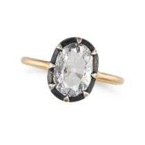 A D COLOUR SOLITAIRE DIAMOND RING in yellow gold and silver, set with an old cut diamond of 1.50 ...