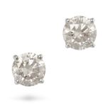 A PAIR OF DIAMOND STUD EARRINGS in 18ct white gold, each set with a round brilliant cut diamond, ...