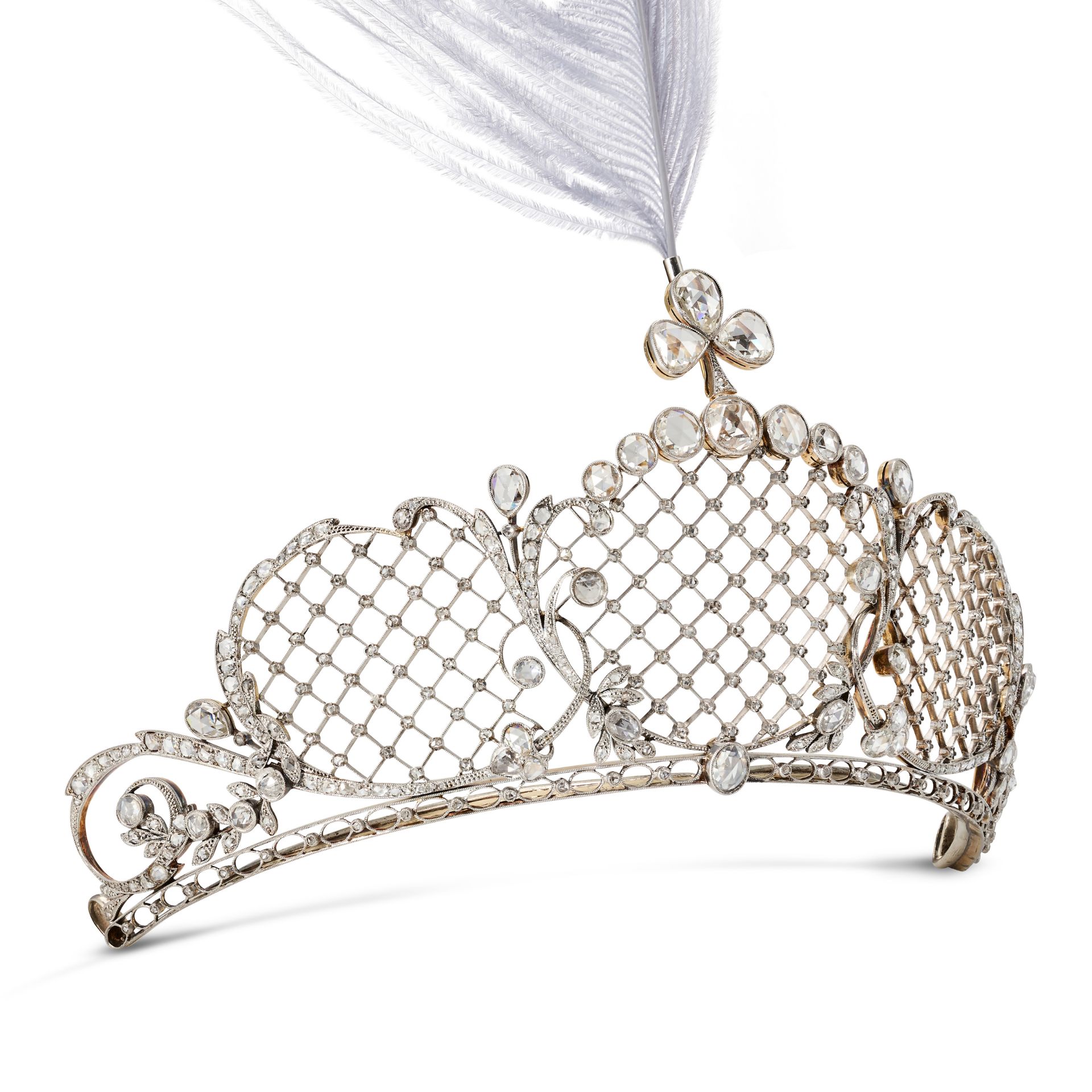 J.E CALDWELL, A FINE BELLE EPOQUE DIAMOND TIARA in 18ct yellow gold and platinum, the tapering la... - Image 3 of 6