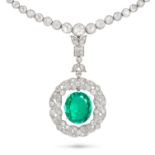 JANESICH, AN EXQUISITE 11.44 CARAT COLOMBIAN EMERALD AND DIAMOND RIVERE NECKLACE, EARLY 20TH CENT...