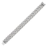 A DIAMOND CURB LINK BRACELET in 18ct white gold, the curb link bracelet pave set throughout with ...