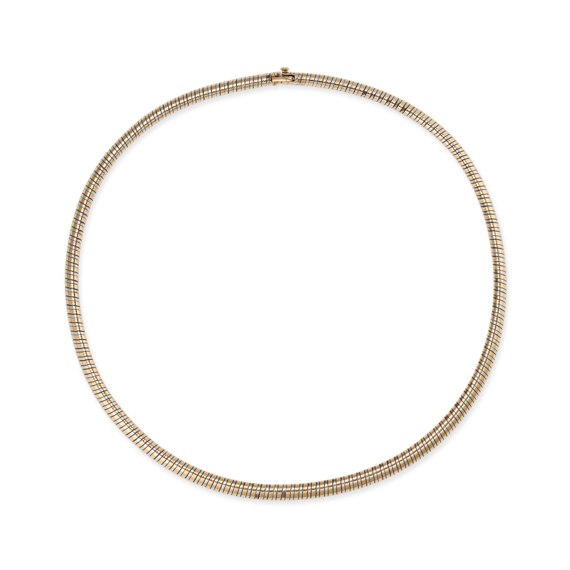 VAN CLEEF & ARPELS, A VINTAGE GAS PIPE COLLAR NECKLACE in 18ct yellow gold and silver, the gas pi...