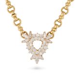 KUTCHINSKY, A VINTAGE DIAMOND PENDANT NECKLACE in 18ct yellow gold, the triangular pendant set wi...