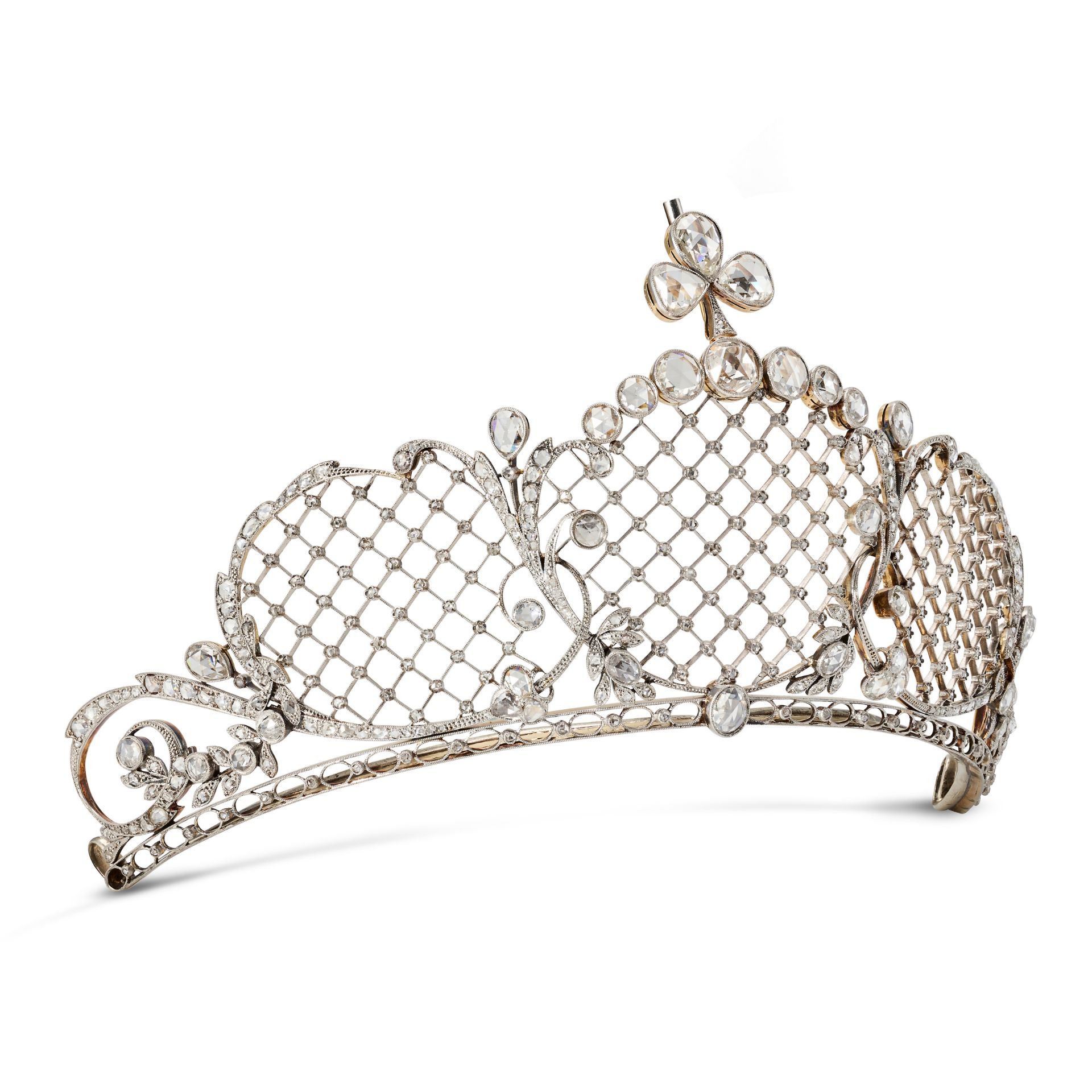 J.E CALDWELL, A FINE BELLE EPOQUE DIAMOND TIARA in 18ct yellow gold and platinum, the tapering la... - Image 6 of 6