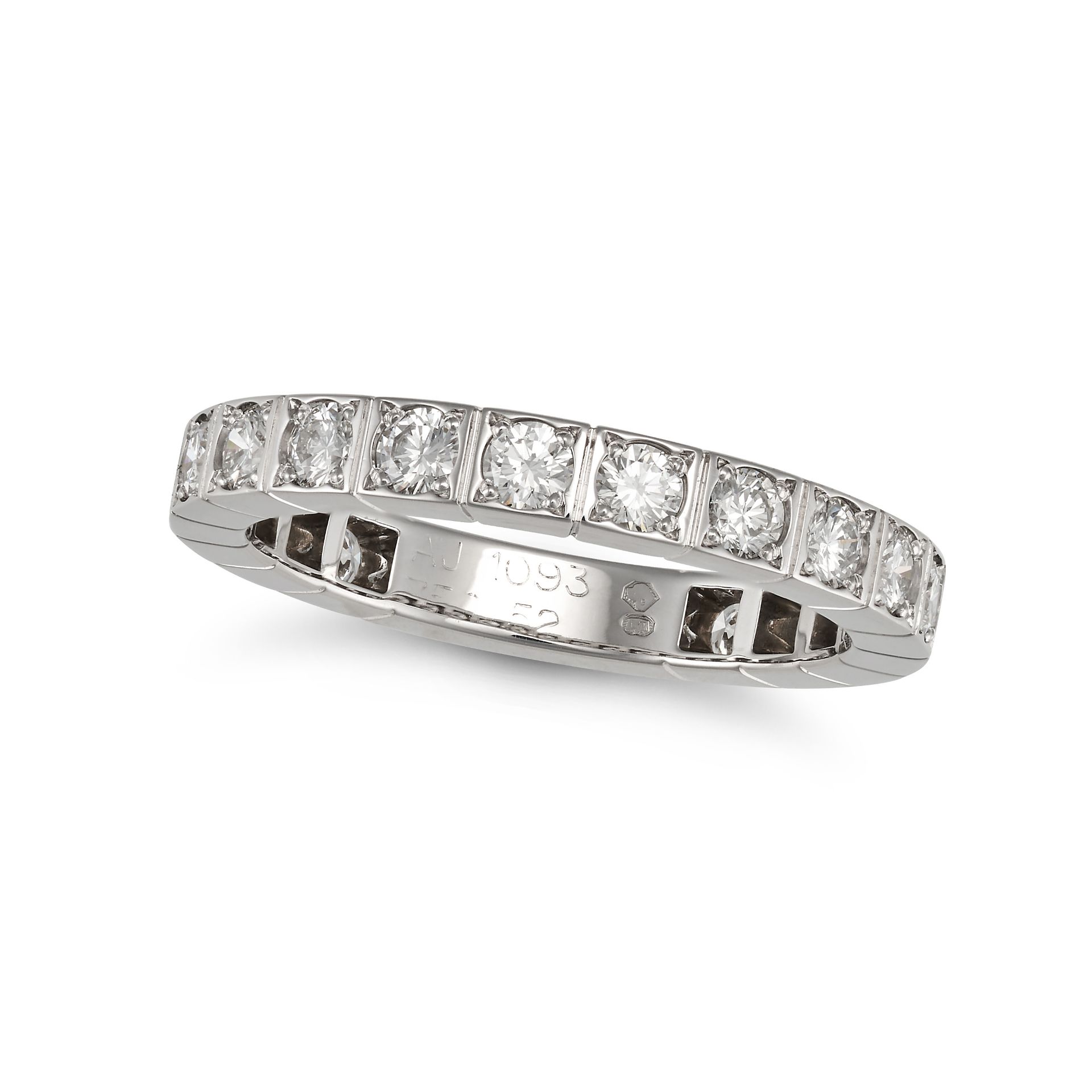 CARTIER, A DIAMOND LANIERES RING in 18ct white gold, set with a row of round brilliant cut diamon...