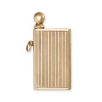 A GOLD LIGHTER / MATCH STRIKER in 14ct yellow gold, the rectangular lighter with a machine engrav...