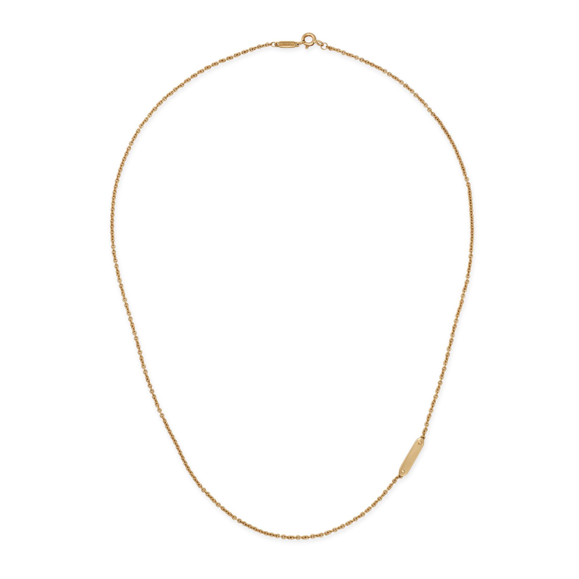 TIFFANY & CO., A CHAIN NECKLACE in 18ct yellow gold, the chain accented by a gold bar, signed Tif...