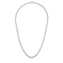 A DIAMOND LINE NECKLACE in platinum, comprising a single row of graduating round brilliant cut di...