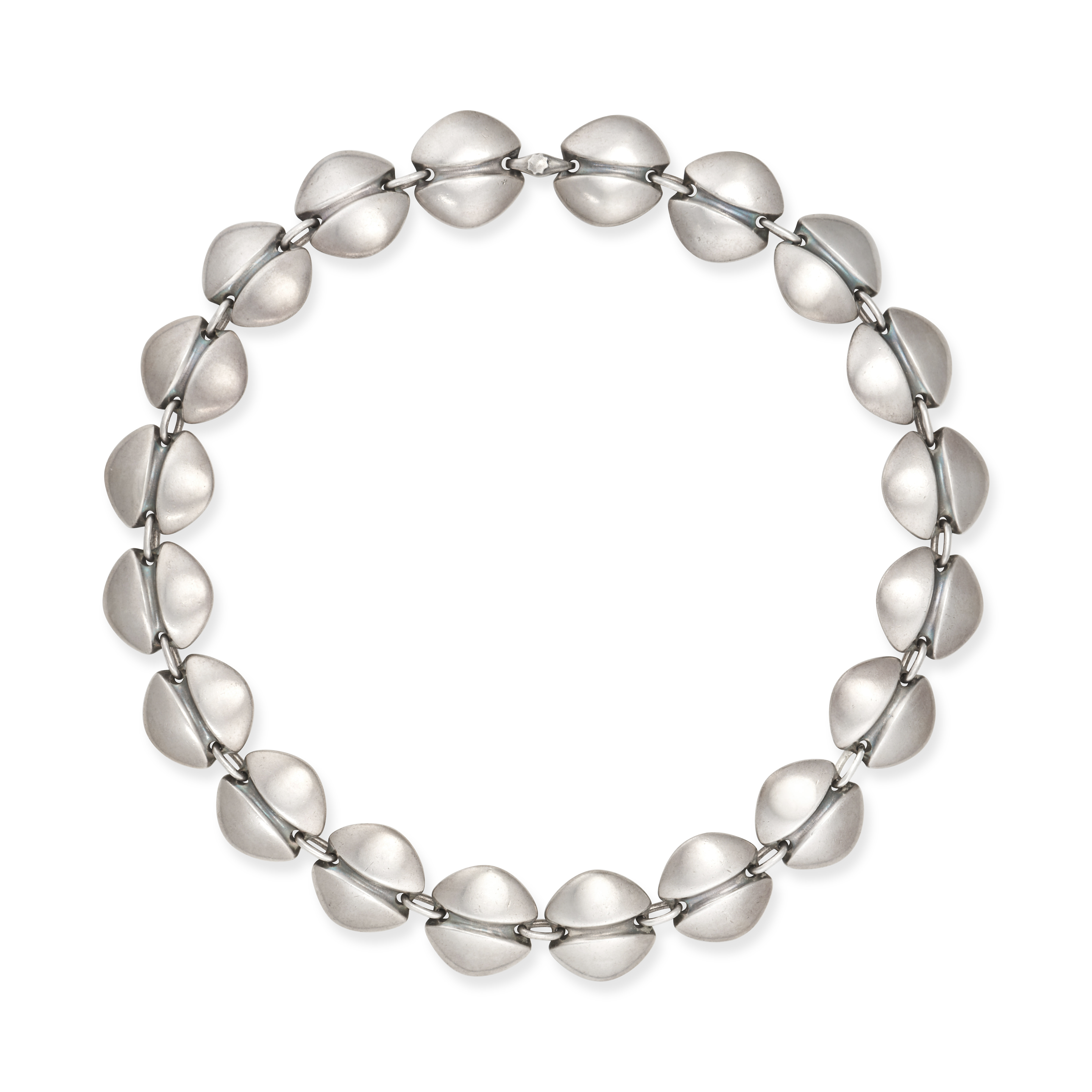 HENNING KOPPEL FOR GEORG JENSEN, A SILVER NECKLACE design number 270, comprising a row of stylise...