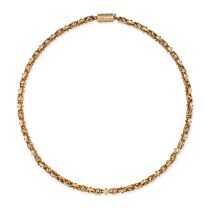 AN ANTIQUE GOLD FANCY LINK NECKLACE in yellow gold, comprising a row of stylised mariner links ac...