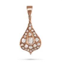 NO RESERVE - A DIAMOND PENDANT in yellow gold, set with a cluster of rose cut diamonds, no assay ...