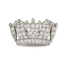A DIAMOND NAVAL CROWN BROOCH in 18ct white gold and platinum, designed as a naval crown and set t...