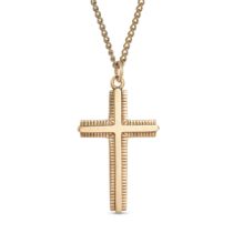 NO RESERVE - A VINTAGE CROSS PENDANT NECKLACE in 9ct yellow gold, designed as a cross suspended f...