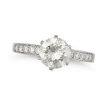 A SOLITAIRE DIAMOND RING in platinum, set with a round brilliant cut diamond of 1.63 carats, the ...