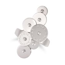 BULGARI, A CICLADI RING in 18ct white gold, comprising a cluster of articulated discs, signed BVL...