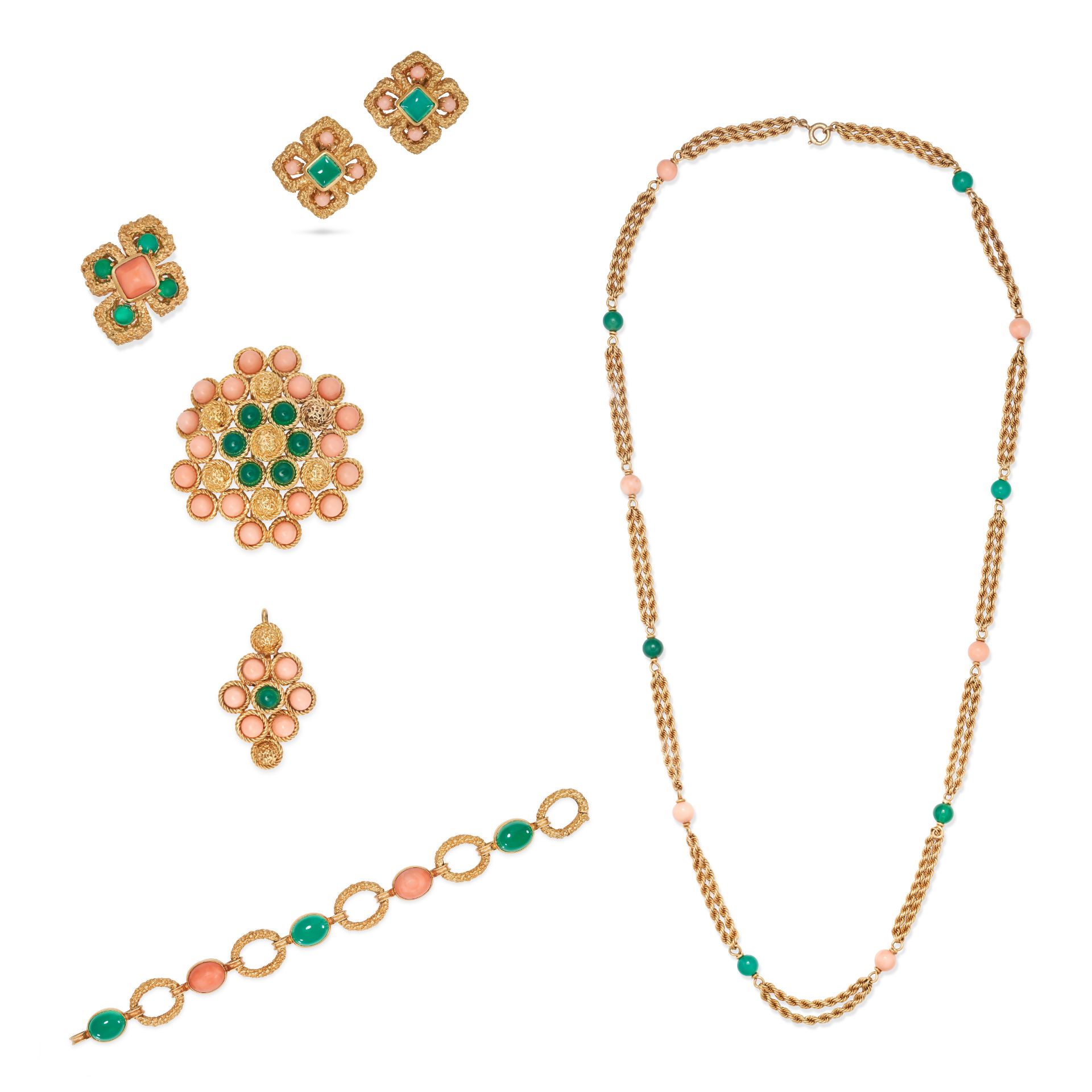 VAN CLEEF & ARPELS, A COLLECTION OF FRENCH CORAL AND CHRYSOPRASE VAN CLEEF & ARPELS JEWELLERY in ...
