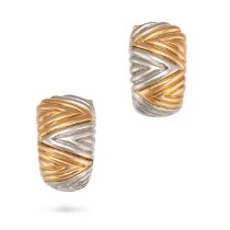 VAN CLEEF & ARPELS, A PAIR OF BICOLOUR CLIP EARRINGS in 18ct yellow and white gold, designed as s...