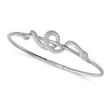 A DIAMOND SNAKE BANGLE in 18ct white gold, the hinged bangle designed as a coiled snake pave set ...