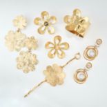 A COLLECTION OF GOLD JEWELLERY in 18ct yellow gold, comprising two earring and bangle suites, all...