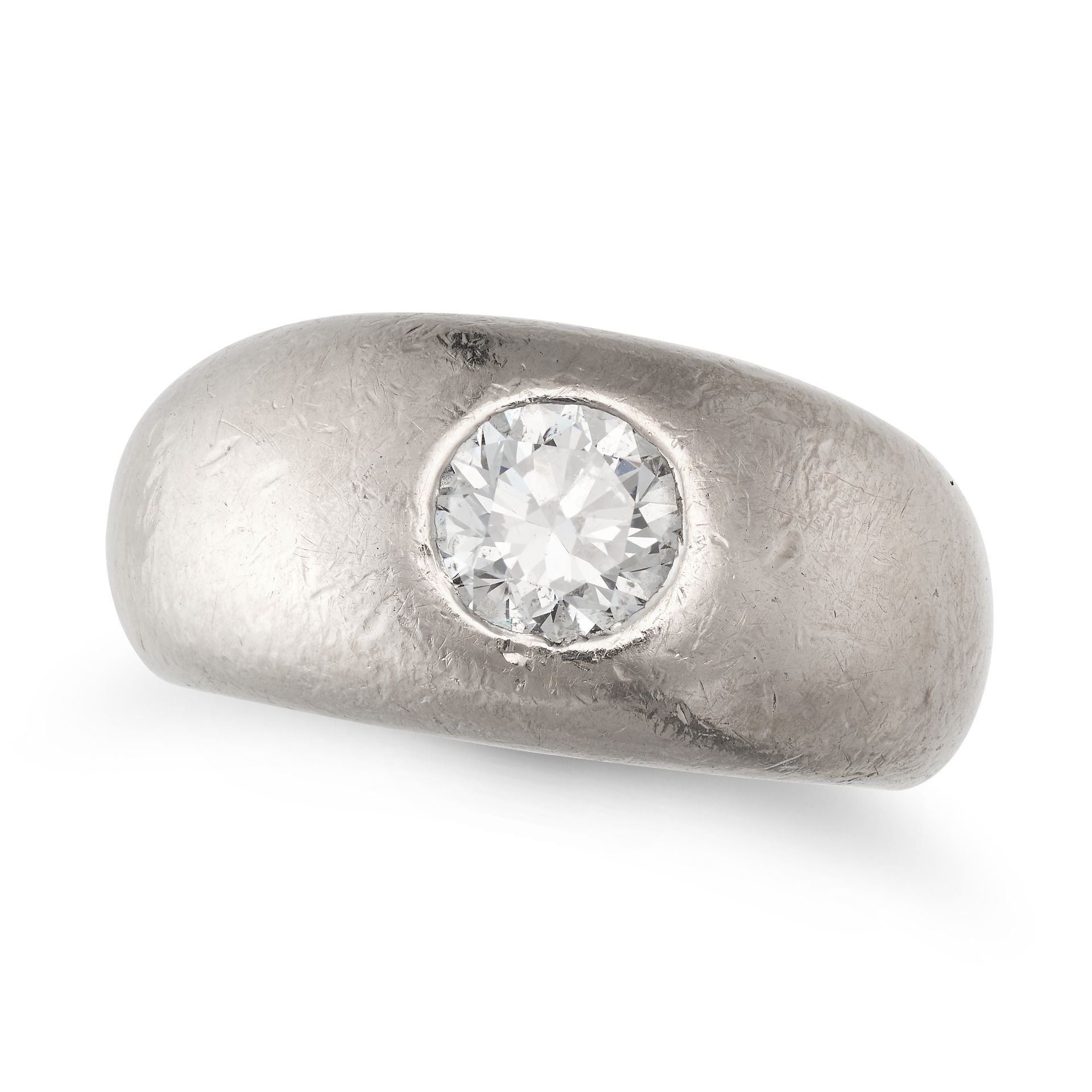A DIAMOND GYPSY RING in white gold, set with a round brilliant cut diamond of approximately 0.65 ...