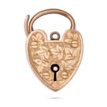 NO RESERVE - AN ANTIQUE EDWARDIAN HEART PADLOCK CLASP in 9ct yellow gold, the clasp designed as a...