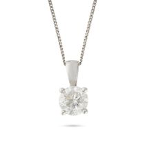 A SOLITAIRE DIAMOND PENDANT NECKLACE in 18ct white gold, the pendant set with a round brilliant c...