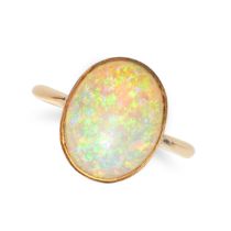 NO RESERVE - AN OPAL RING in yellow gold, set with a cabochon opal, no assay marks, size M1/2 / 6...