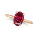 A SPINEL RING in rose gold, set with an oval cut spinel of approximately 3.50 carats, no assay ma...