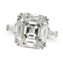 AN IMPORTANT 10.27 CARAT SOLITAIRE DIAMOND RING in platinum, set with an Asscher cut diamond of 1...