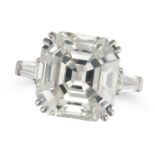 AN IMPORTANT 10.27 CARAT SOLITAIRE DIAMOND RING in platinum, set with an Asscher cut diamond of 1...