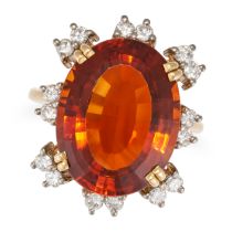 CARTIER, A CITRINE AND DIAMOND RING, CIRCA 1940 in 18ct yellow gold, set with an oval cut citrine...