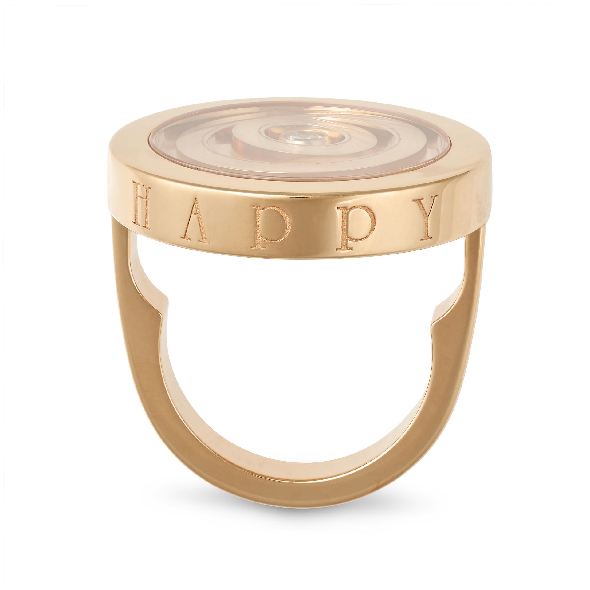 CHOPARD, A DIAMOND HAPPY SPIRIT RING in 18ct yellow gold, the circular face comprising a white sa... - Bild 2 aus 3