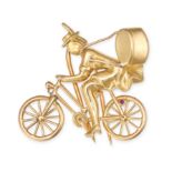 VAN CLEEF & ARPELS, A VINTAGE RUBY AND SAPPHIRE BICYCLE BROOCH in 18ct yellow gold, designed as a...