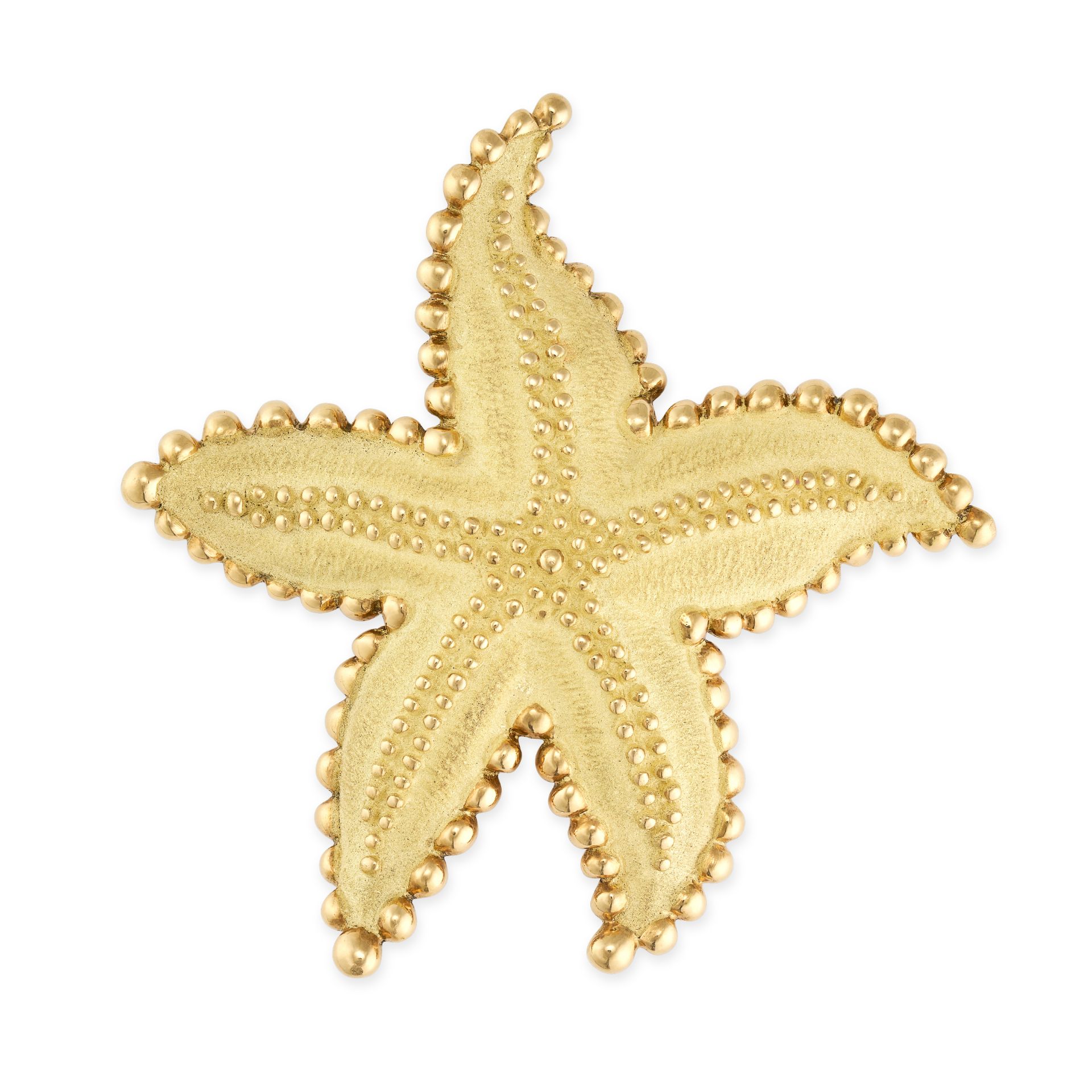 TIFFANY & CO., A VINTAGE STARFISH BROOCH, 1970S in 18ct yellow gold, designed as a textured starf...