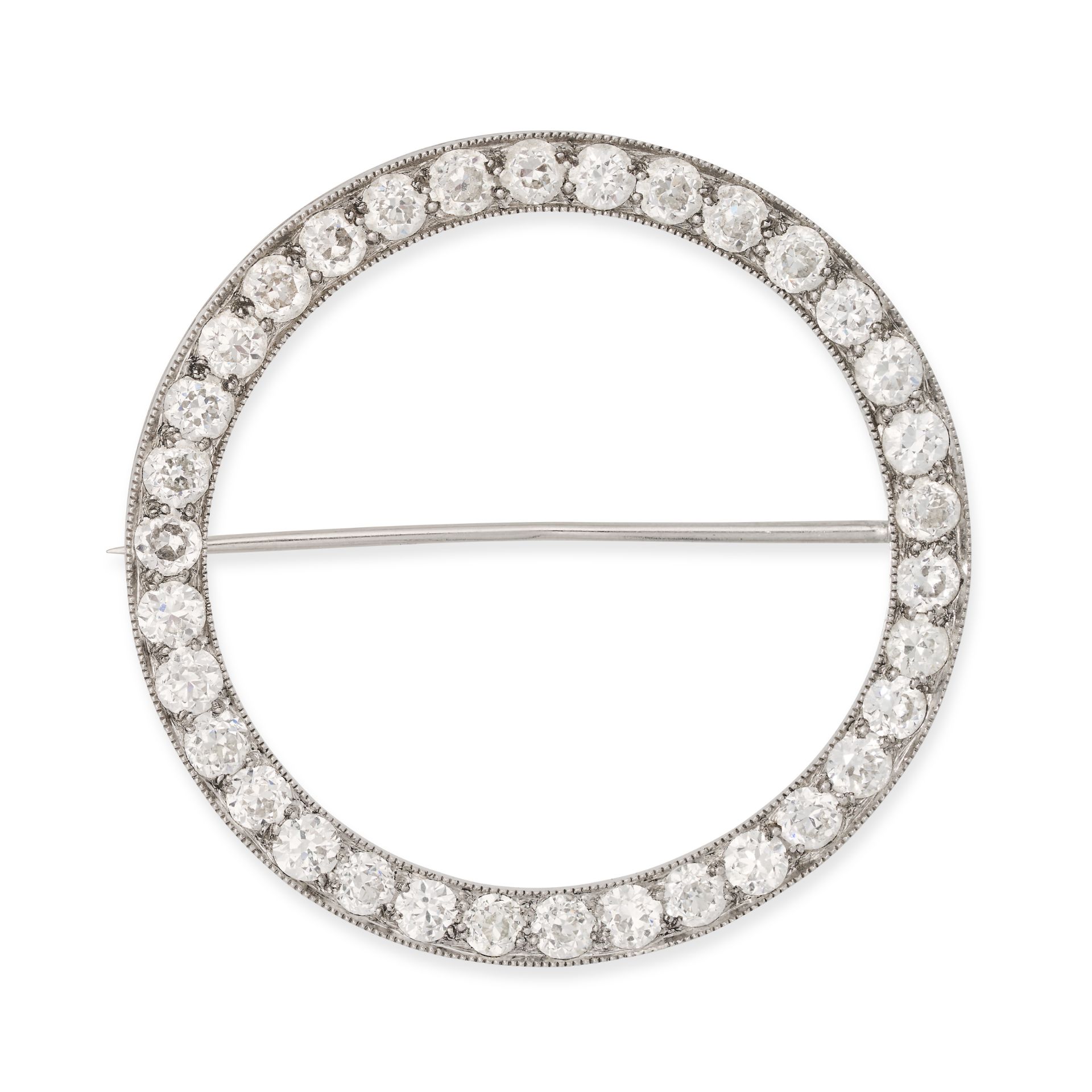 TIFFANY & CO., A DIAMOND CIRCLE BROOCH, 1940S in platinum, designed as an open circle set through...