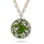 BRIGITTE ERMEL, A NEPHRITE JADE AND DIAMOND BAMBOU SACRE NECKLACE in 18ct white gold, the circula...