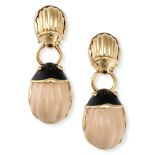 TIFFANY & CO., A PAIR OF ENAMEL BEETLE EARRINGS in 18ct yellow gold, each comprising a gold beetl...