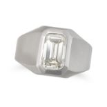 A 2.11 CARAT SOLITAIRE DIAMOND RING in 18ct white gold, set with an emerald cut diamond of 2.11 c...