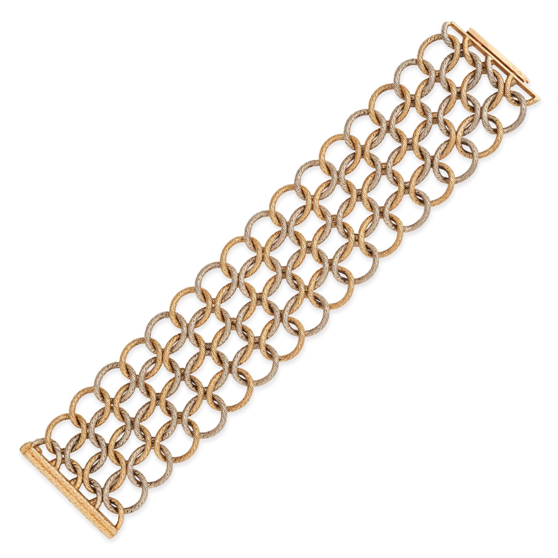 GEORGES L'ENFANT, A BICOLOUR GOLD BRACELET, 1960S in 18ct yellow and white gold, comprising four ...