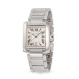 CARTIER - A CARTIER TANK FRANCAISE AUTOMATIC WRISTWATCH in 18ct white gold, 2366, the square whit...