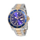 ROLEX - A BIMETAL ROLEX SUBMARINER in stainless steel and yellow gold, 16613, X560XXX, c.1991, th...