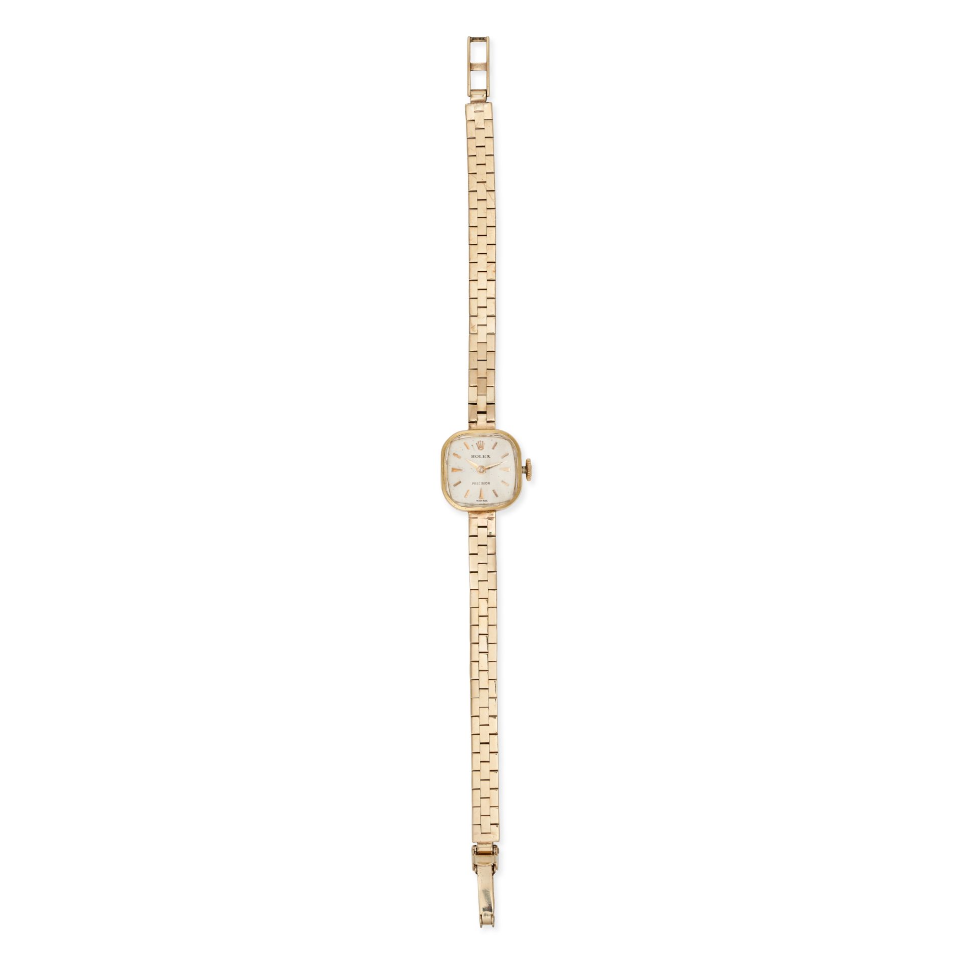 ROLEX - A VINTAGE LADIES' ROLEX PRECISION WRISTWATCH in 9ct and 18ct yellow gold, 17 jewels manua...