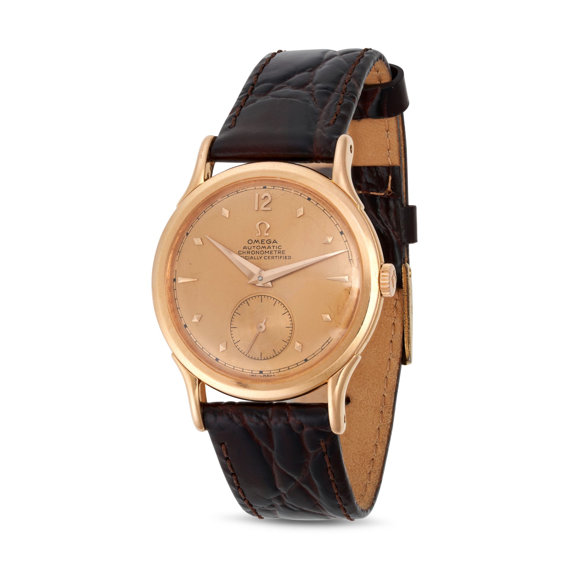 OMEGA - A VINTAGE OMEGA CENTENARY AUTOMATIC WRISTWATCH in 18ct rose gold, 2499, c.1950s, 17 jewel...