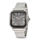 CARTIER - A SANTOS DE CARTIER AUTOMATIC WRISTWATCH in stainless steel, 4072, c.2022, the square g...