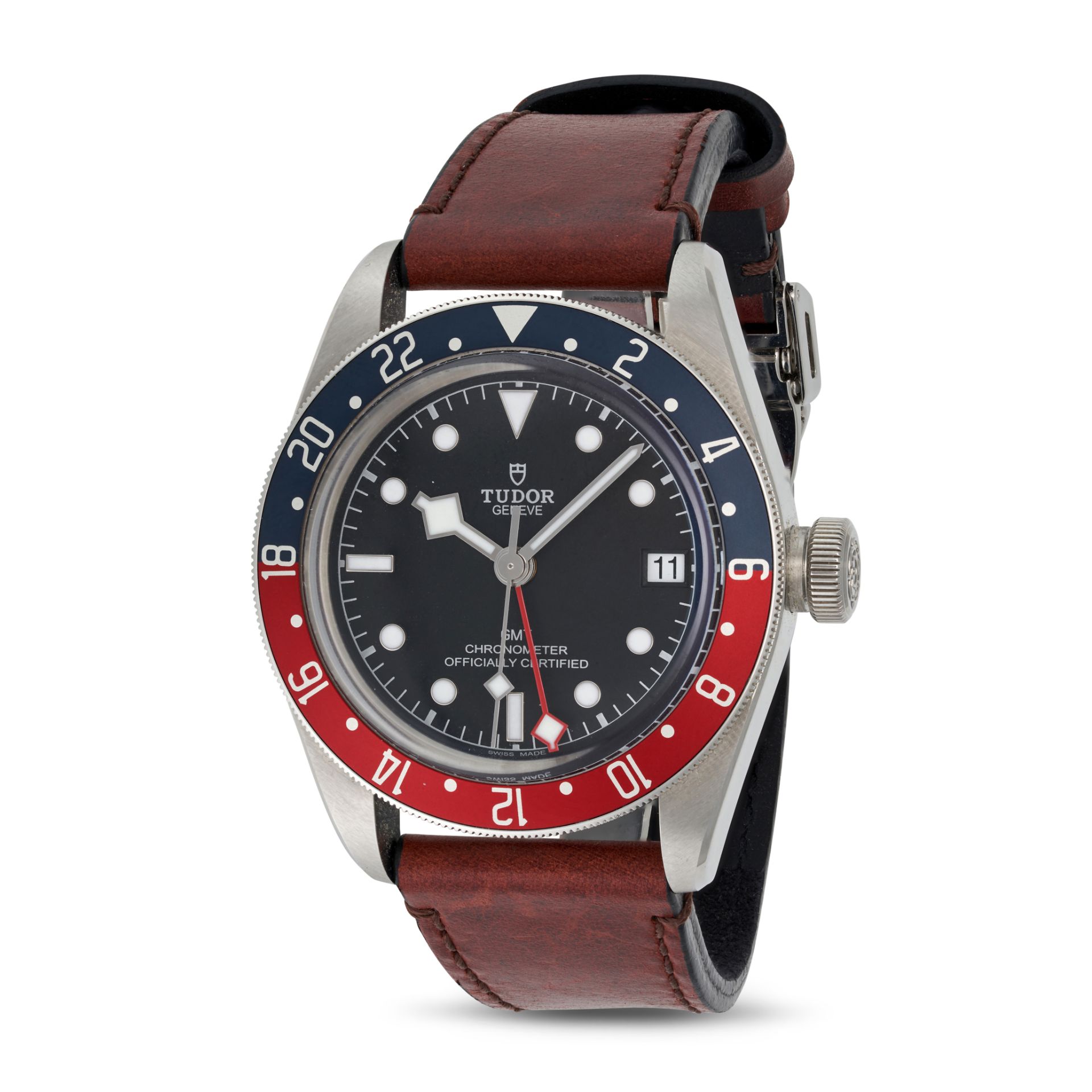 TUDOR - A TUDOR GMT "PEPSI" AUTOMATIC WRISTWATCH in stainless steel, 79830RB, the circular black ...