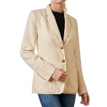 HERMES IVORY LINEN BLAZER JACKET Condition grade B-. Size Italian 38. 80cm chest, 70cm length. ...